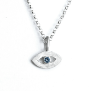 Emily Rosenfeld Necklaces Silver Tiny Evil Eye Amulet by Emily Rosenfeld - Choice of Gem