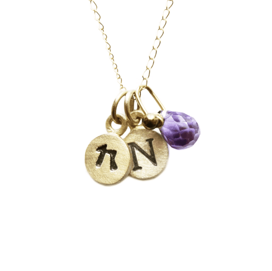 14k Gold Personalized Tiny Dot Necklace with Gemstones by Emily Rosenfeld