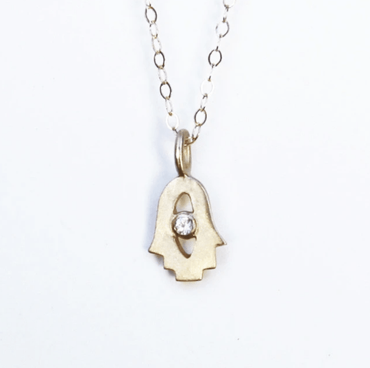 14k Gold Tiny Hamsa Amulet by Emily Rosenfeld