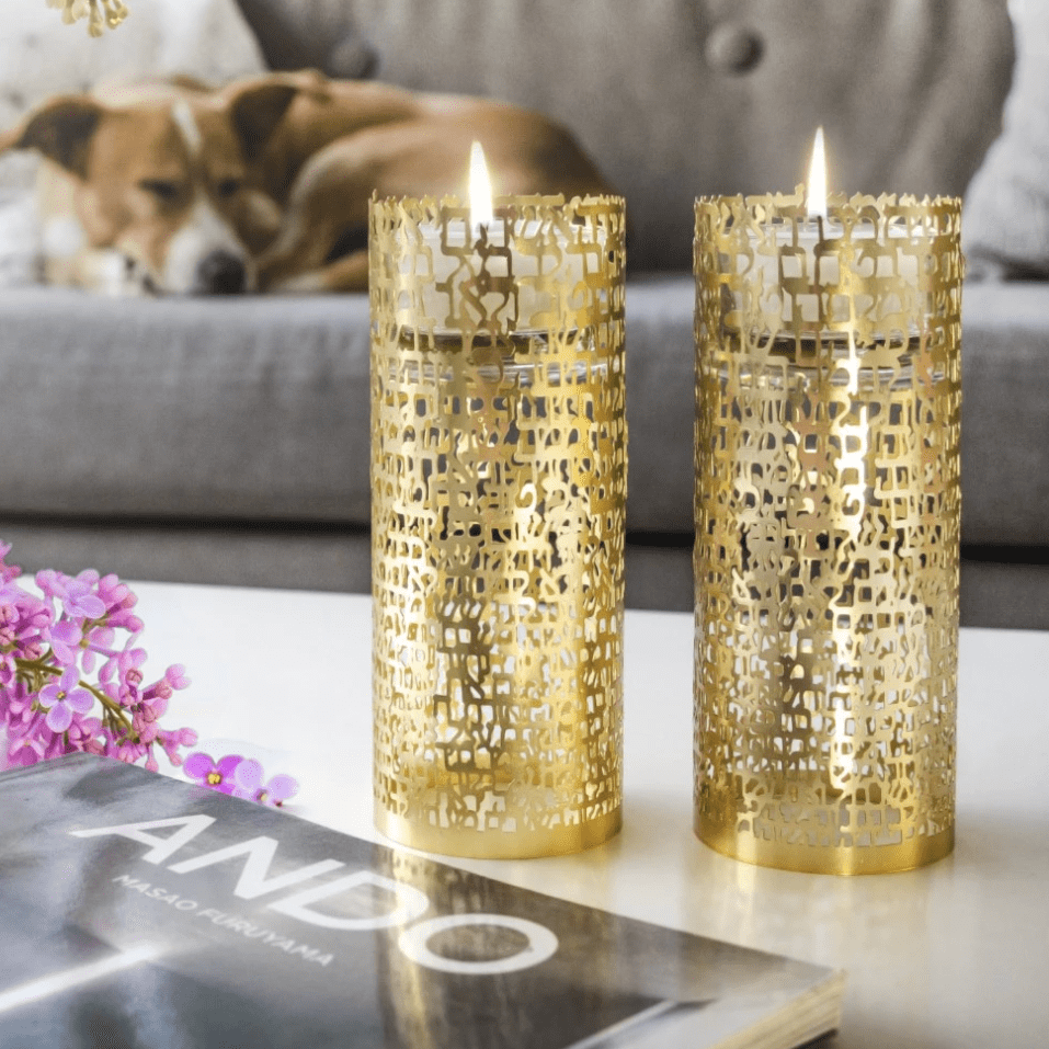 Hoshen Designs - Woman of Valor Shabbat Candle Holders - Gold - ModernTribe