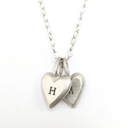 Emily Rosenfeld Necklaces Double - 2 / Silver Personalized Tiny Heart Necklaces by Emily Rosenfeld In English