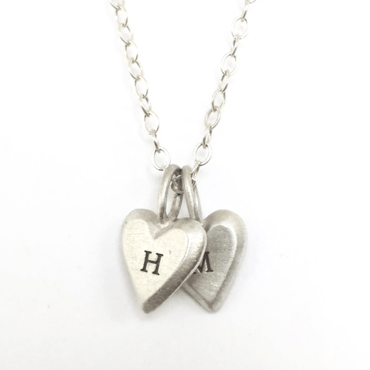 Personalized Tiny Heart Sterling Silver Necklace by Emily Rosenfeld - English