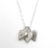 Emily Rosenfeld Necklaces Triple - 3 / Silver Personalized Tiny Heart Necklaces by Emily Rosenfeld In English