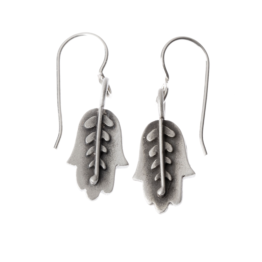 Emily Rosenfeld Earrings Silver Botanical Hamsa Earrings by Emily Rosenfeld