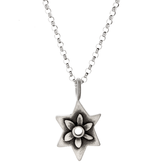 Botanical Star of David Sterling Silver Necklace by Emily Rosenfeld