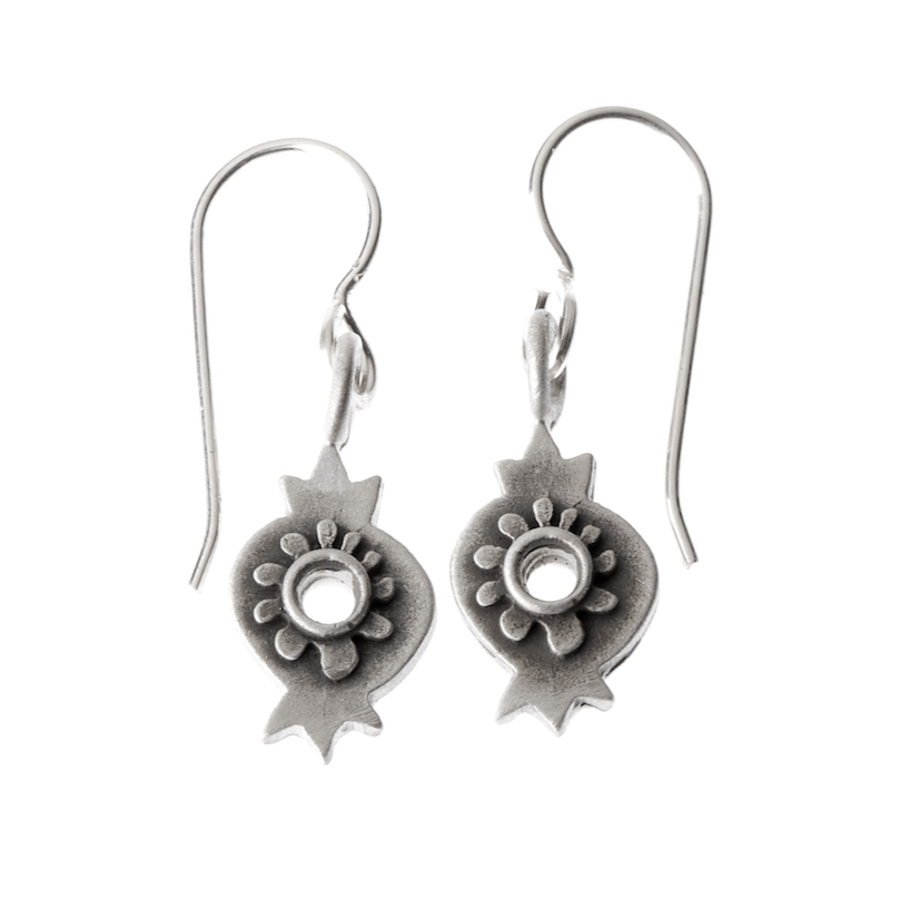 Emily Rosenfeld Earrings Silver Botanical Pomegranate Earrings by Emily Rosenfeld