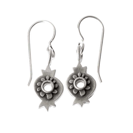 Botanical Pomegranate Sterling Silver Earrings by Emily Rosenfeld