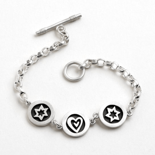 Heart and Star of David Vignette Bracelet by Emily Rosenfeld