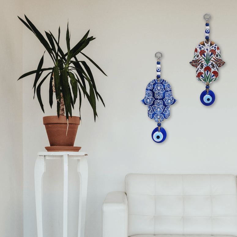 Alef Bet - Blue Hamsa Wall Hanging - ModernTribe