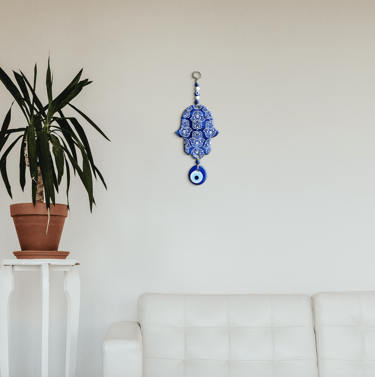 Alef Bet - Blue Hamsa Wall Hanging - ModernTribe