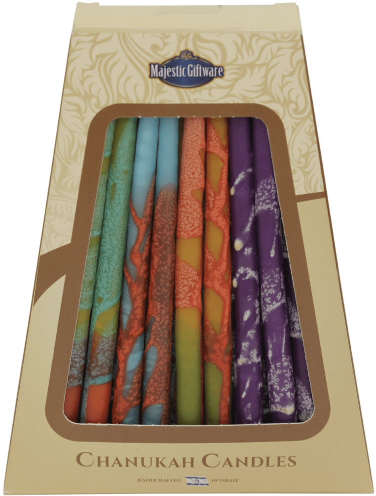 Majestic Giftware - Safed Handcrafted Hanukkah Candles - Purple/Teal/Orange - ModernTribe