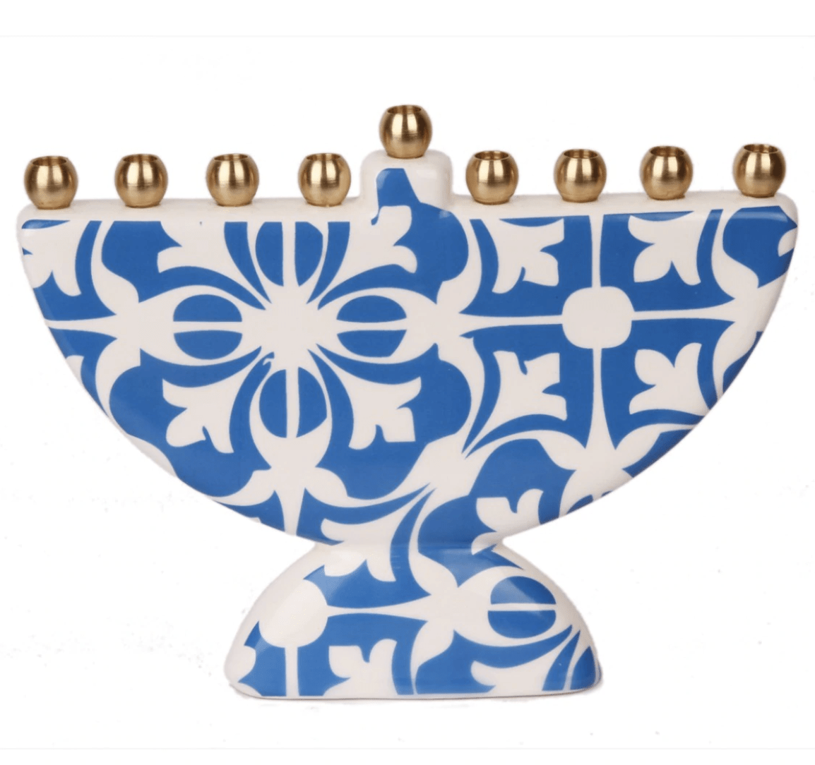 Barbara Shaw - Morrocan Blue Tile Menorah by Barbara Shaw - ModernTribe