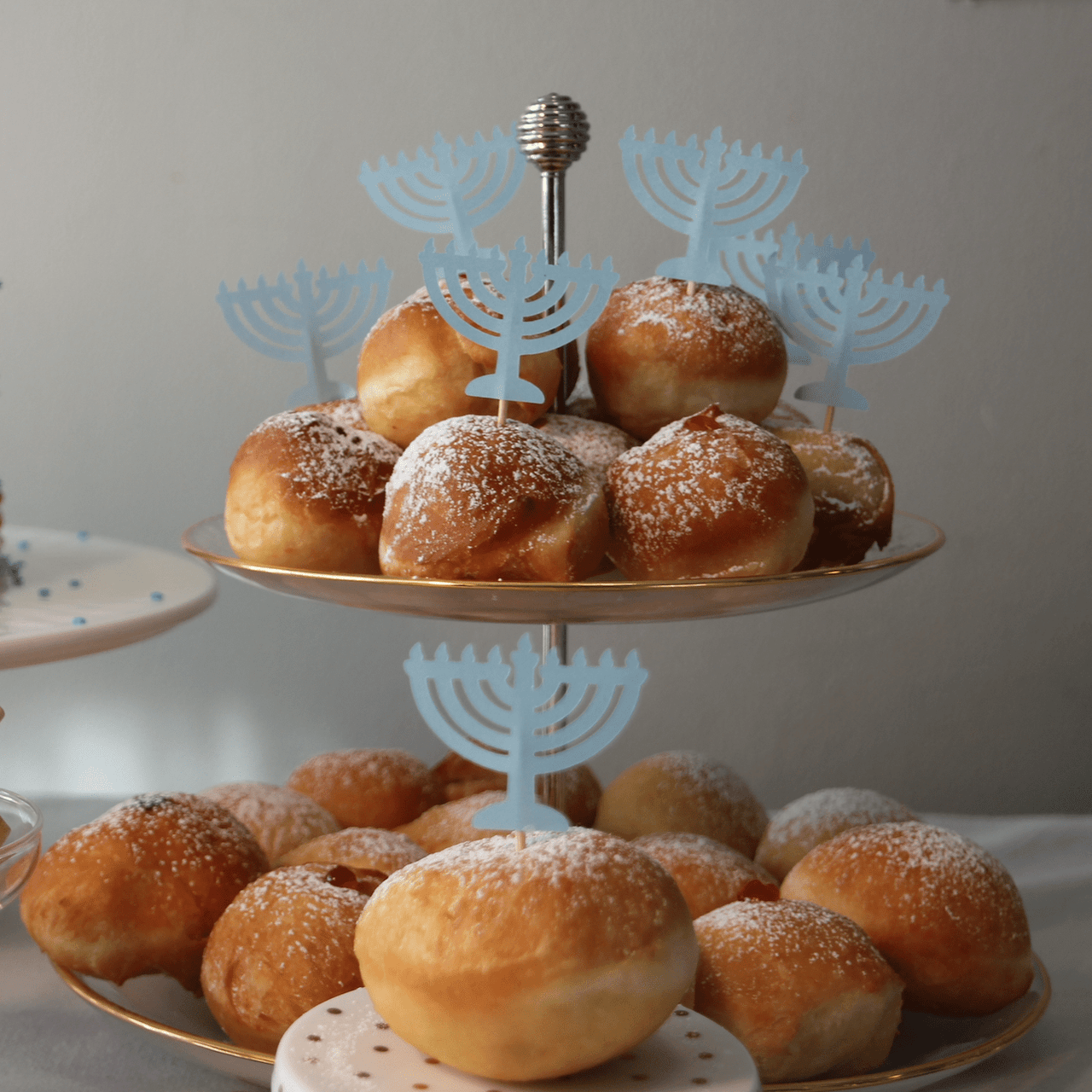 The KitCut - Menorah Cupcake Toppers, Light Blue - Set of 12 - ModernTribe