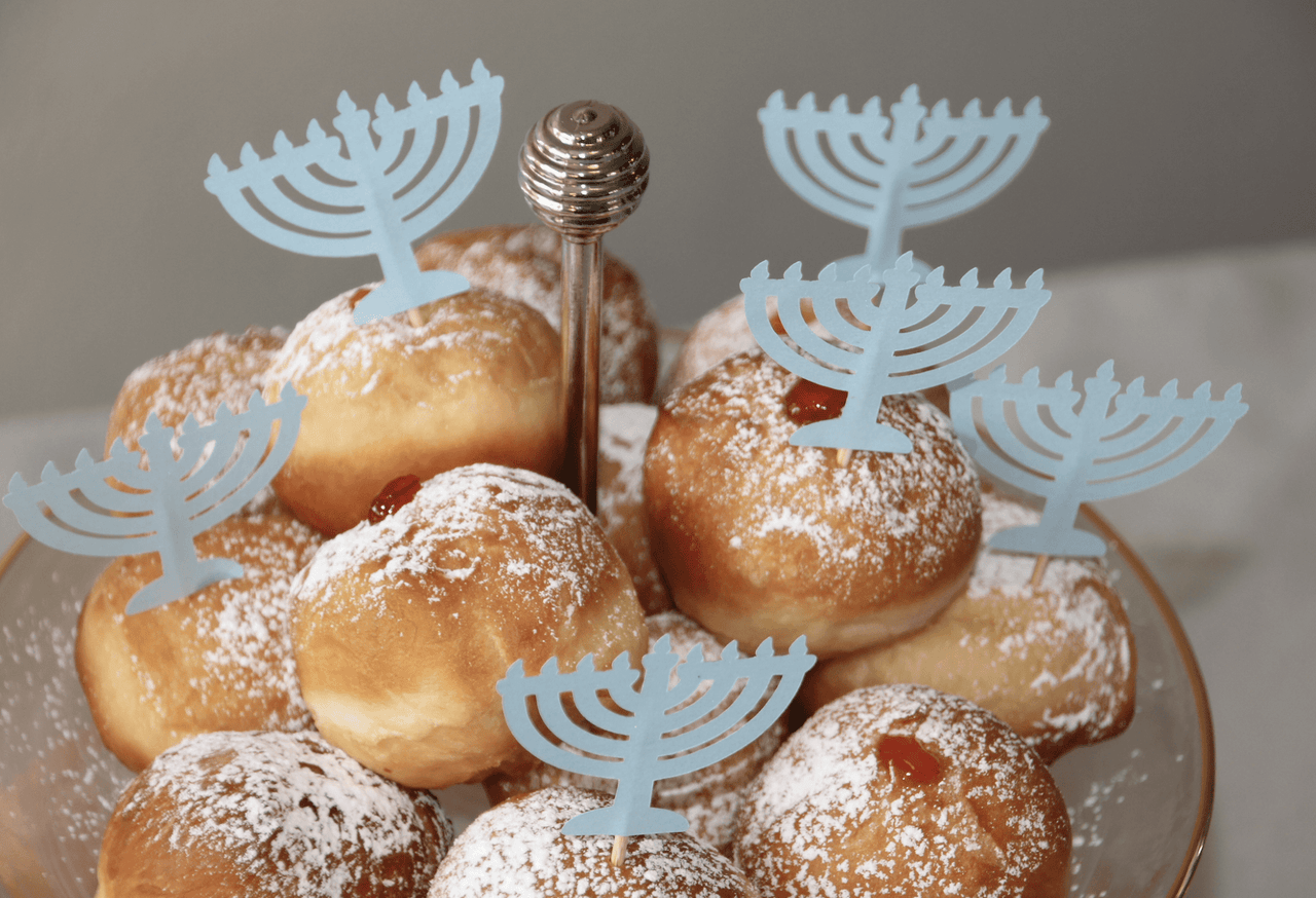 The KitCut - Menorah Cupcake Toppers, Light Blue - Set of 12 - ModernTribe