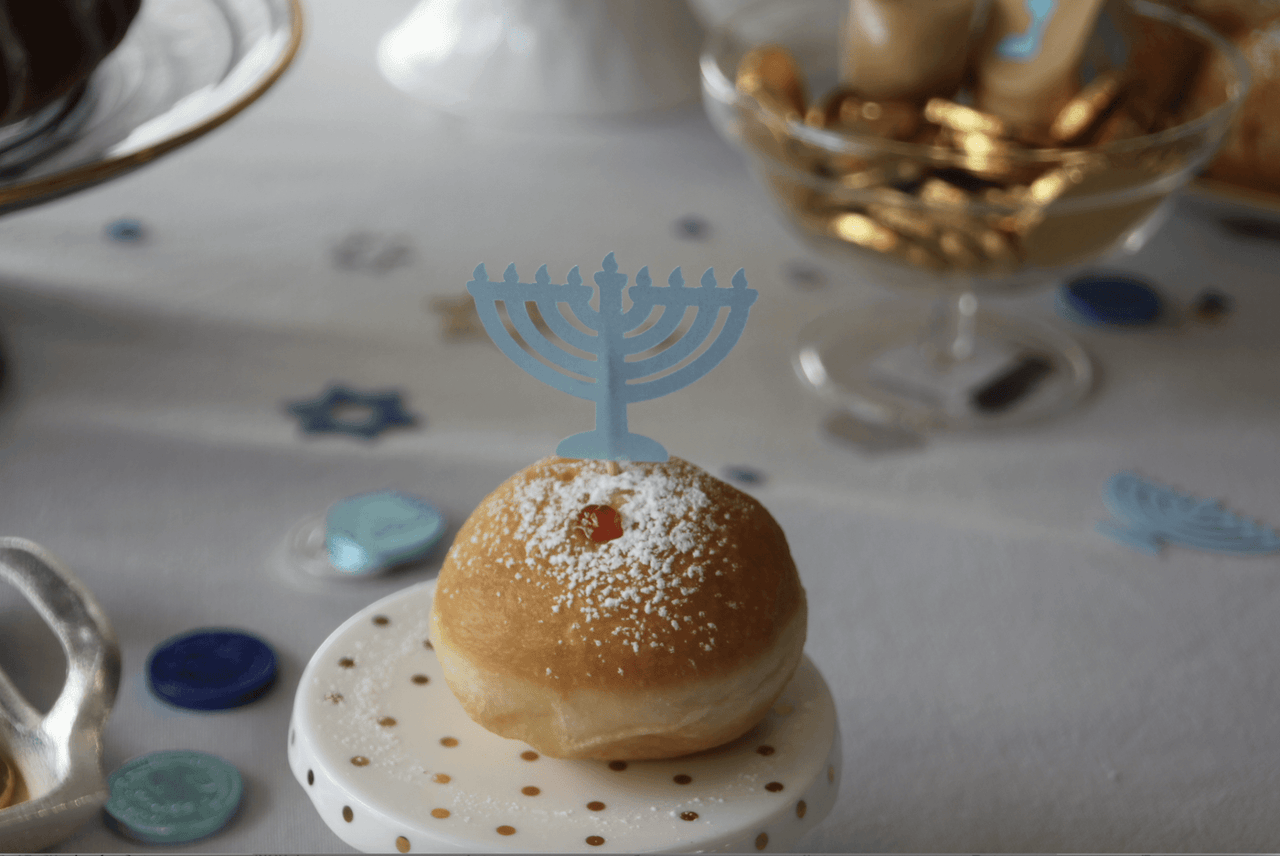 The KitCut - Menorah Cupcake Toppers, Light Blue - Set of 12 - ModernTribe
