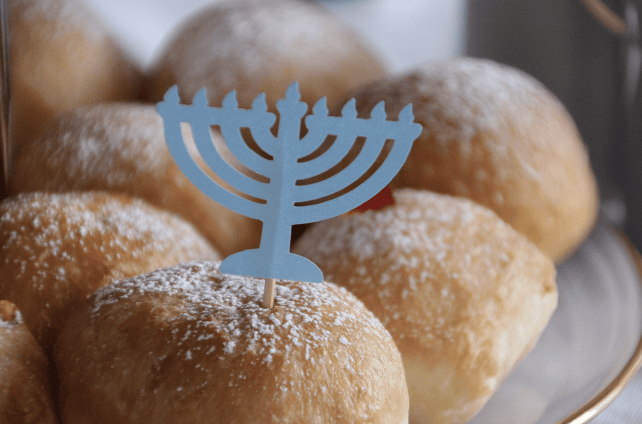 The KitCut - Menorah Cupcake Toppers, Light Blue - Set of 12 - ModernTribe