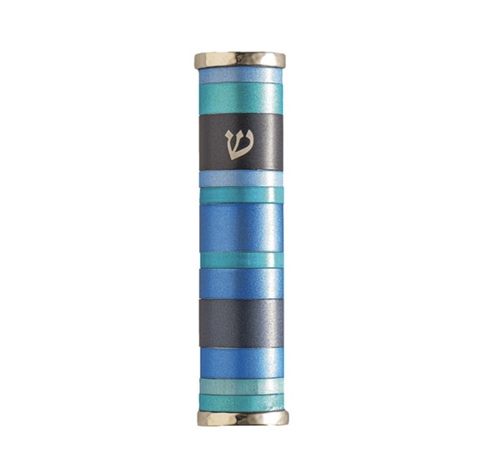 Yair Emanuel - Blue Rings Mezuzah by Yair Emanuel - ModernTribe