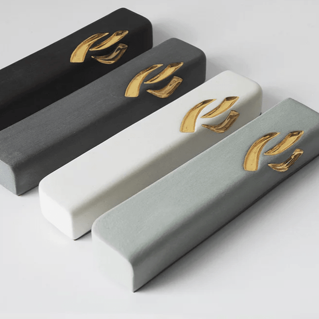 Yahalomis - Small Ceramic Mezuzah Case with Gold by Yahalomis - (Choice of Color) - ModernTribe