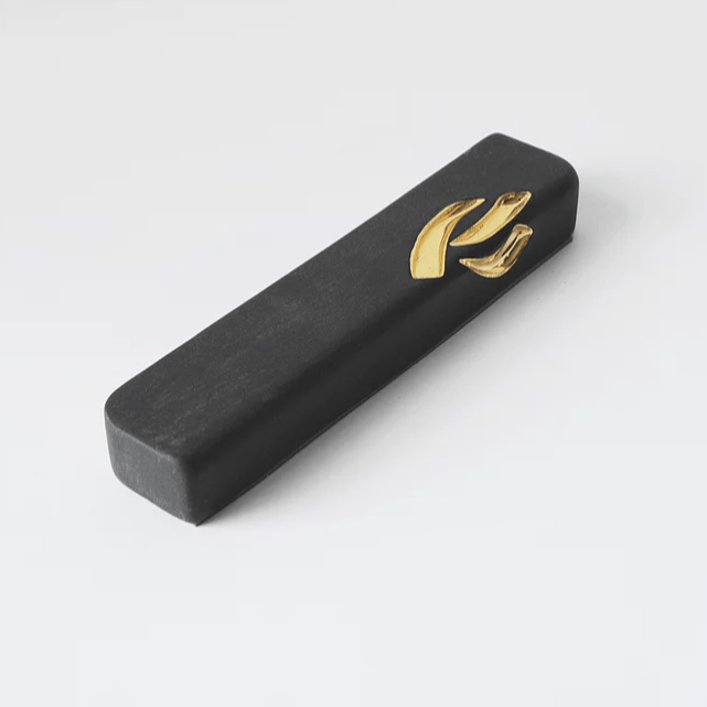 Yahalomis Mezuzahs Black Small Ceramic Mezuzah Case with Gold by Yahalomis - (Choice of Color)