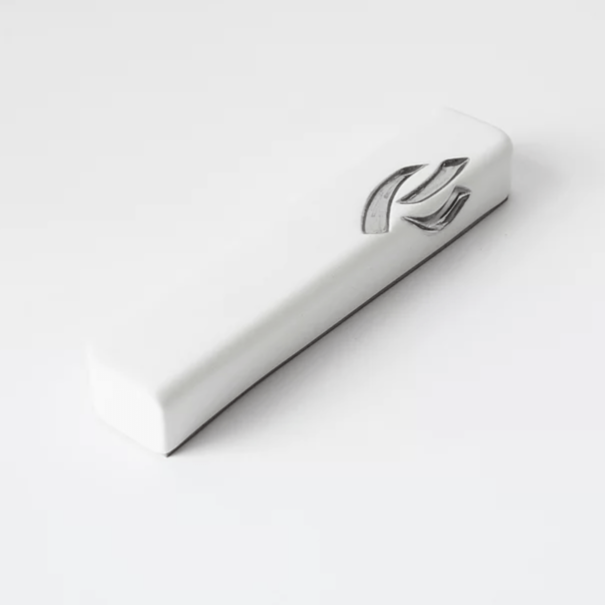Yahalomis Mezuzahs Small Ceramic Mezuzah Case with Silver by Yahalomis - (Choice of Color)