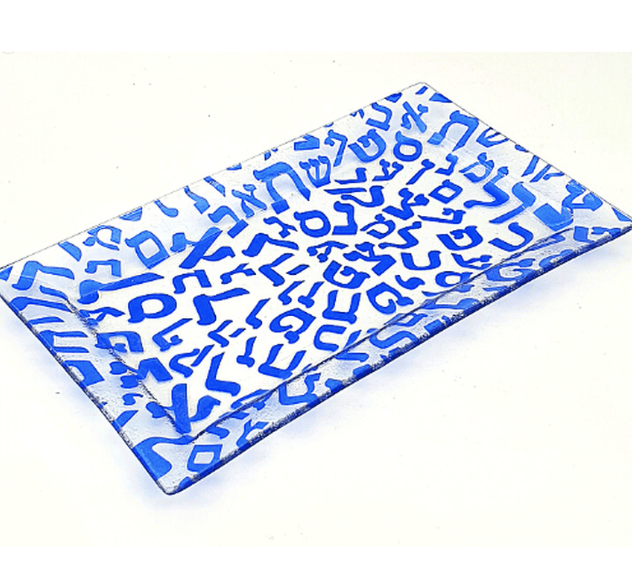 Barbara Shaw - Hebrew Letters Glass Tray - Blue - ModernTribe