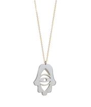 Miriam Merenfeld Jewelry - Eye Hamsa Necklace - (Sterling Silver, Gold - Plated, or Two - Tone) - ModernTribe