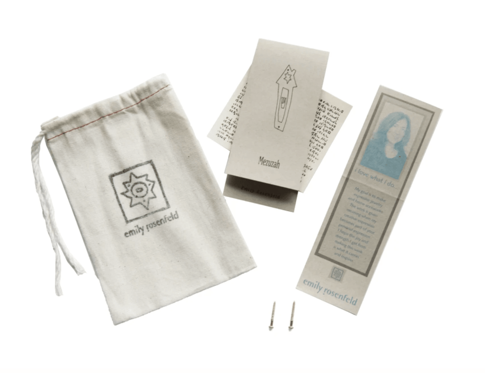 Emily Rosenfeld - Brass Home Sweet Home Mezuzah by Emily Rosenfeld - ModernTribe