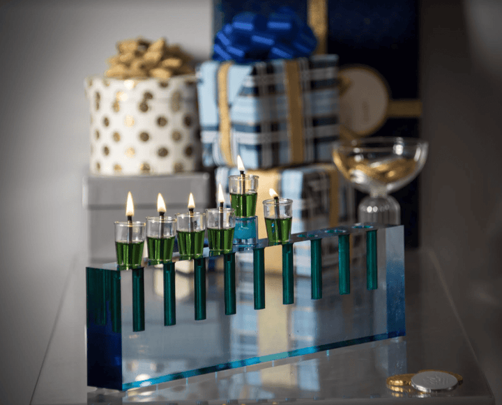 Apeloig Collection Menorahs Acrylic Oil Menorah - (Choice of Colors)