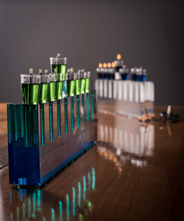 Apeloig Collection Menorahs Acrylic Oil Menorah - (Choice of Colors)