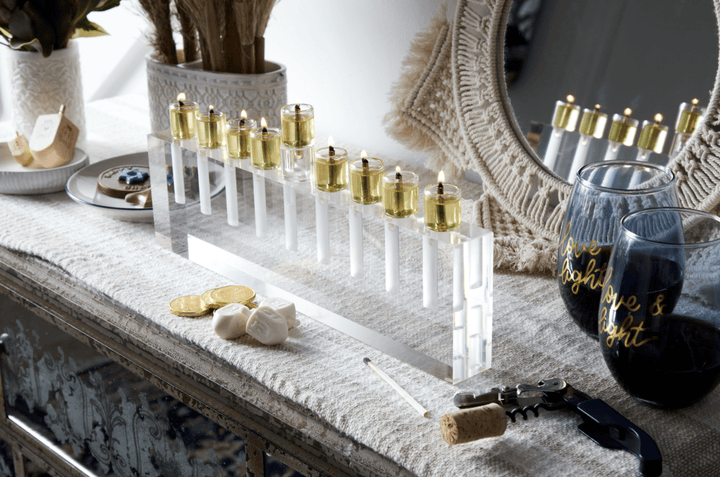 Apeloig Collection Menorahs Acrylic Oil Menorah - (Choice of Colors)
