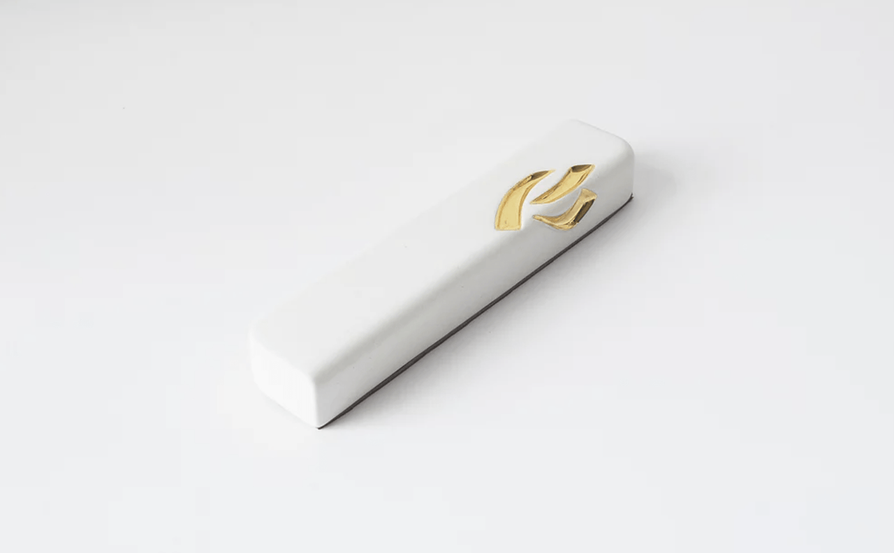 Yahalomis - Medium Ceramic Mezuzah Case with Gold by Yahalomis - (Choice of Color) - ModernTribe