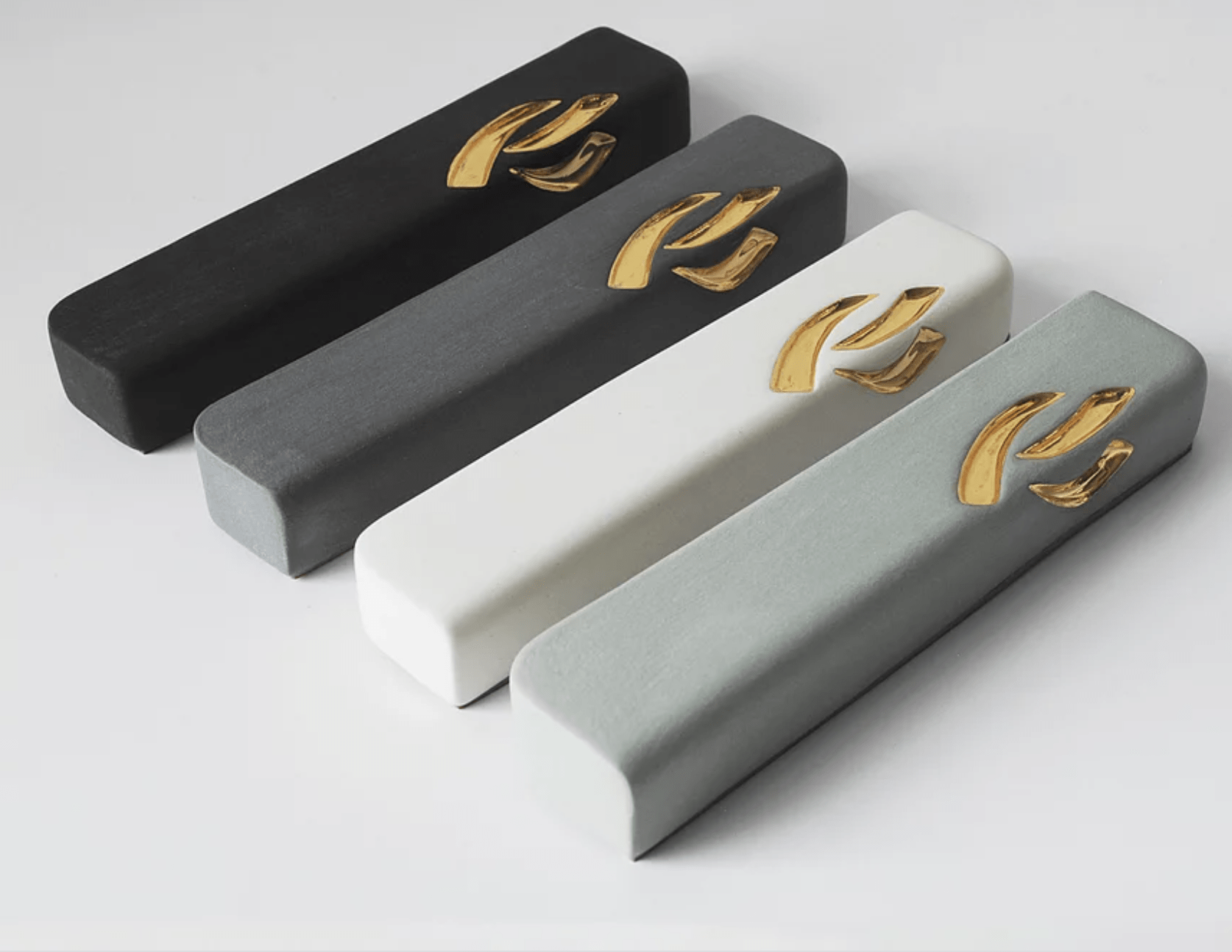 Yahalomis Mezuzahs Medium Ceramic Mezuzah Case with Gold by Yahalomis - (Choice of Color)