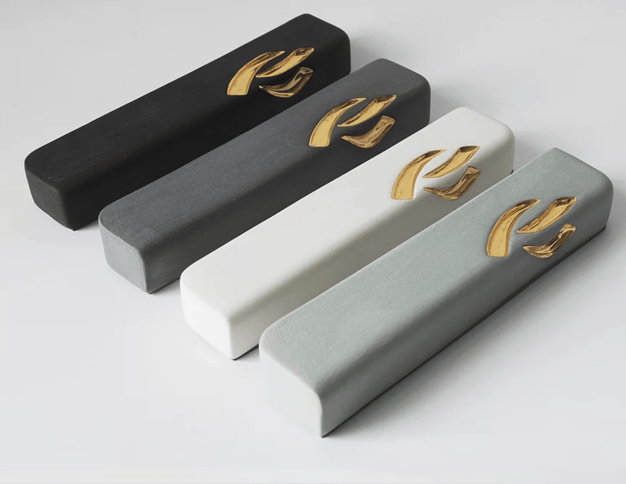 Yahalomis - Medium Ceramic Mezuzah Case with Gold by Yahalomis - (Choice of Color) - ModernTribe