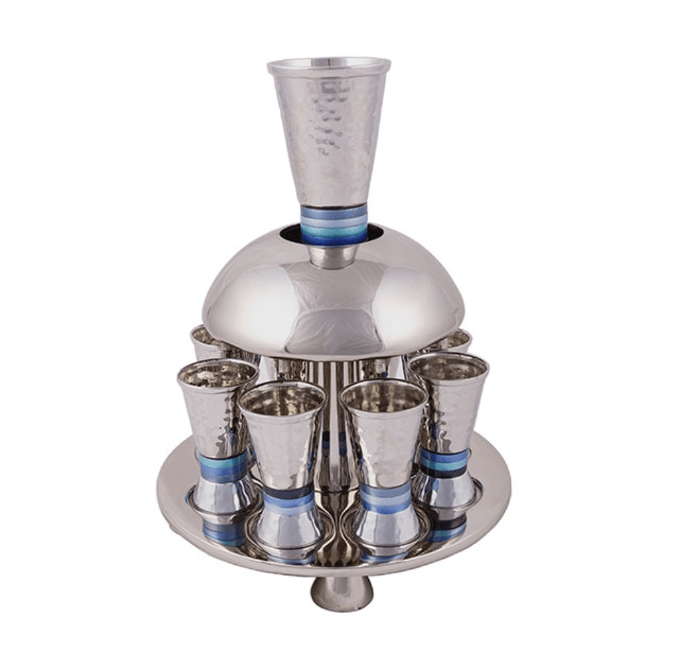 Yair Emanuel Kiddush Cups Hammered Kiddush Fountain - Blue by Yair Emanuel