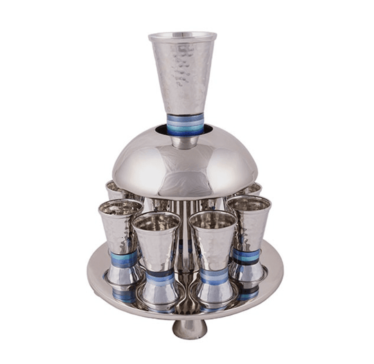 Hammered Kiddush Fountain - Blue by Yair Emanuel