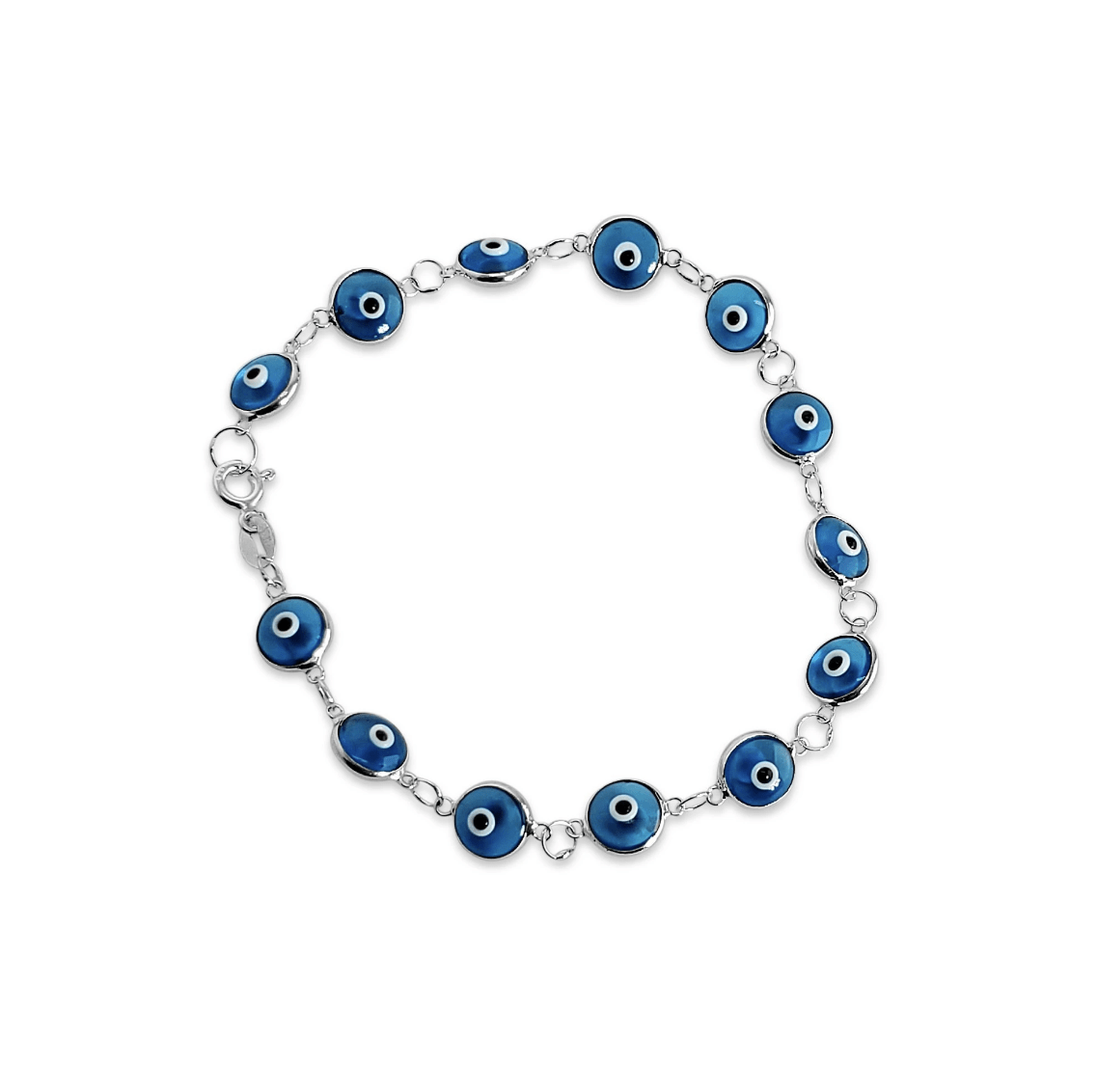 Alef Bet - Transparent Blue Evil Eye Bracelet - Gold or Sterling Silver - ModernTribe