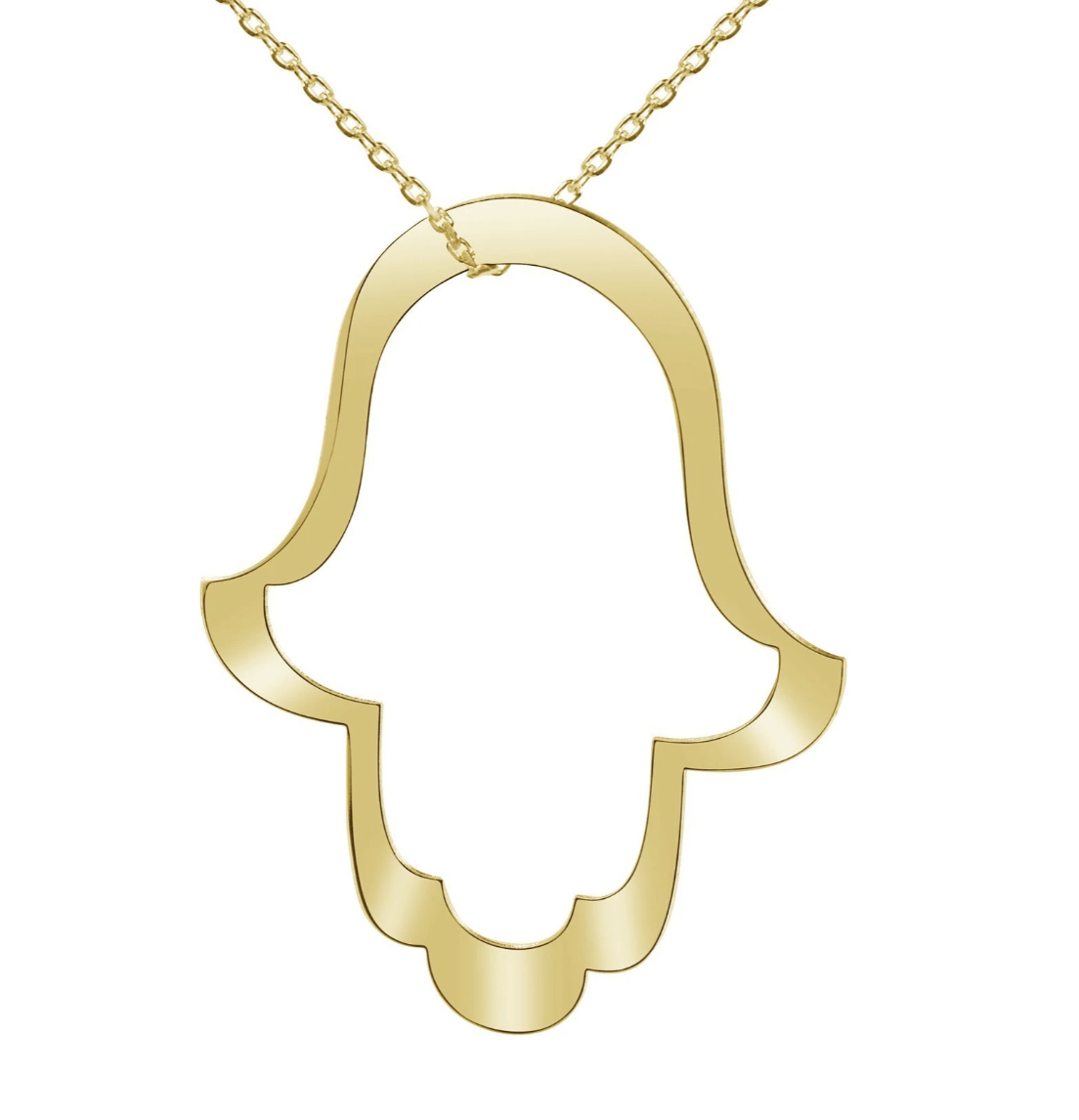 Alef Bet - Long Outline Hamsa Necklace - Sterling Silver or Gold - ModernTribe