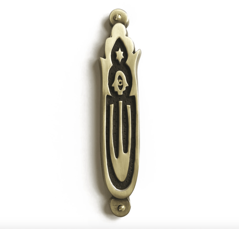 Emily Rosenfeld - Brass Hamsa Mezuzah by Emily Rosenfeld - ModernTribe