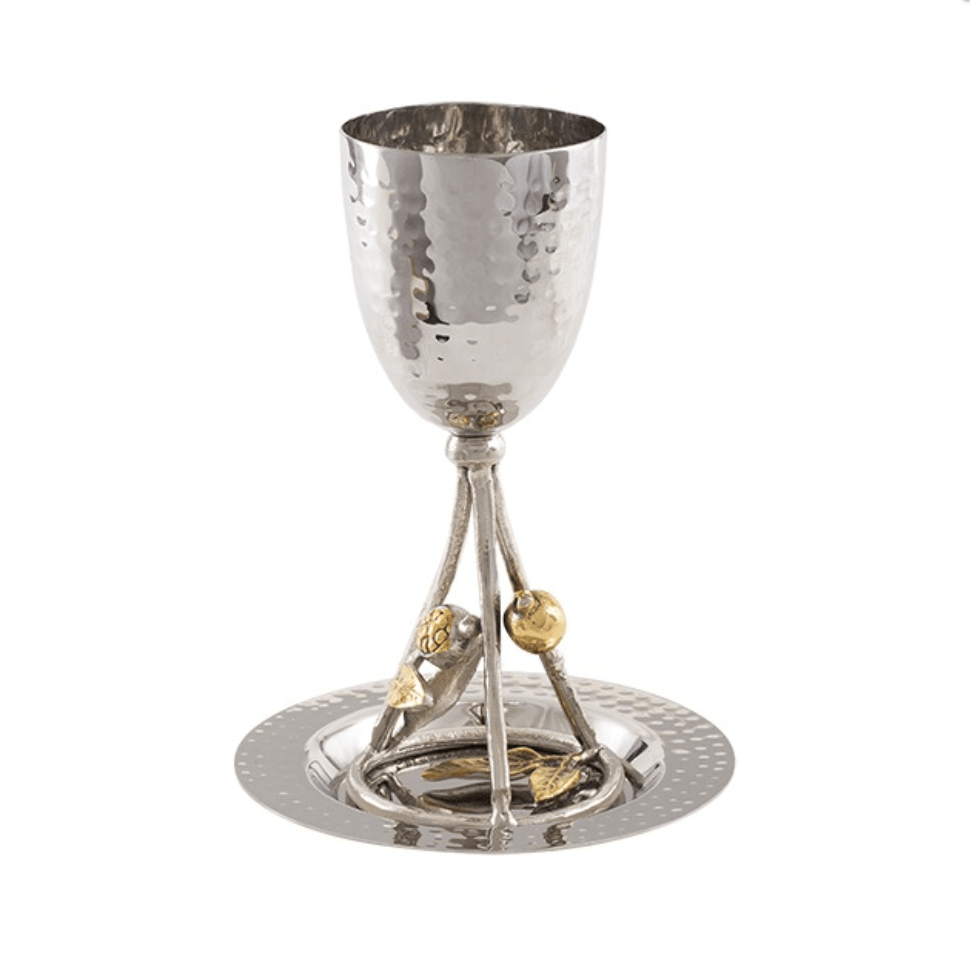 Yair Emanuel - Hammered Pomegranate Kiddush Cup and Dish by Yair Emanuel - ModernTribe