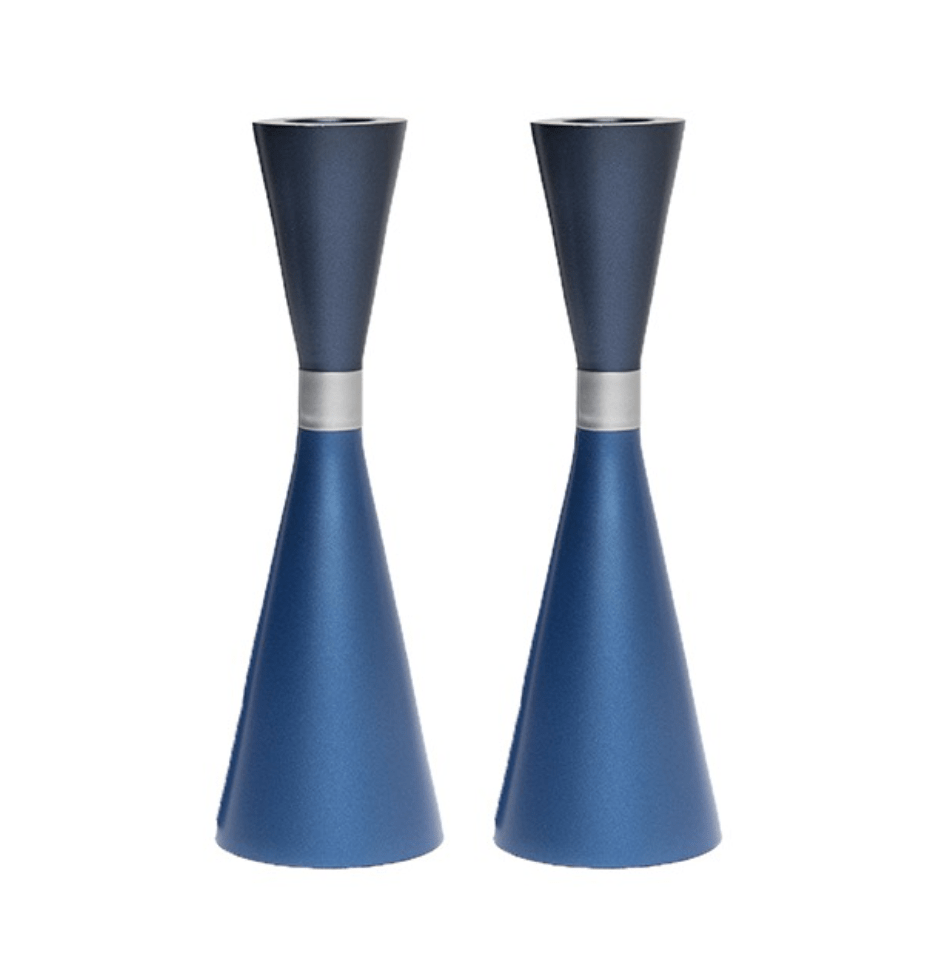 Yair Emanuel - Blue and Silver Anodized Aluminum Candlesticks by Yair Emanuel - ModernTribe
