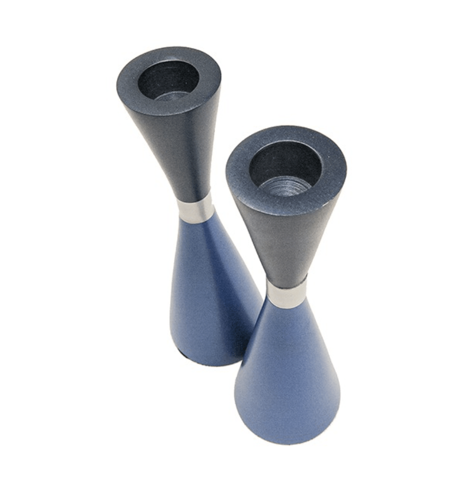 Yair Emanuel - Blue and Silver Anodized Aluminum Candlesticks by Yair Emanuel - ModernTribe