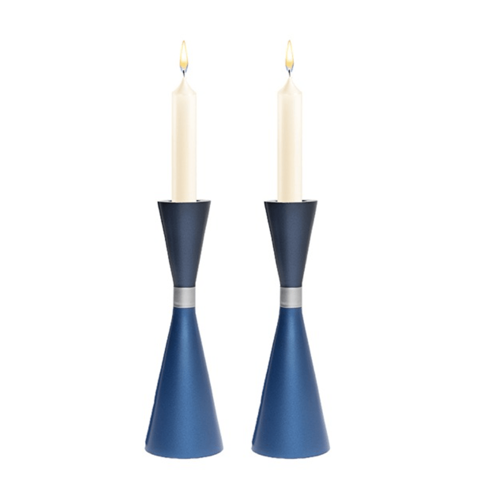 Yair Emanuel - Blue and Silver Anodized Aluminum Candlesticks by Yair Emanuel - ModernTribe