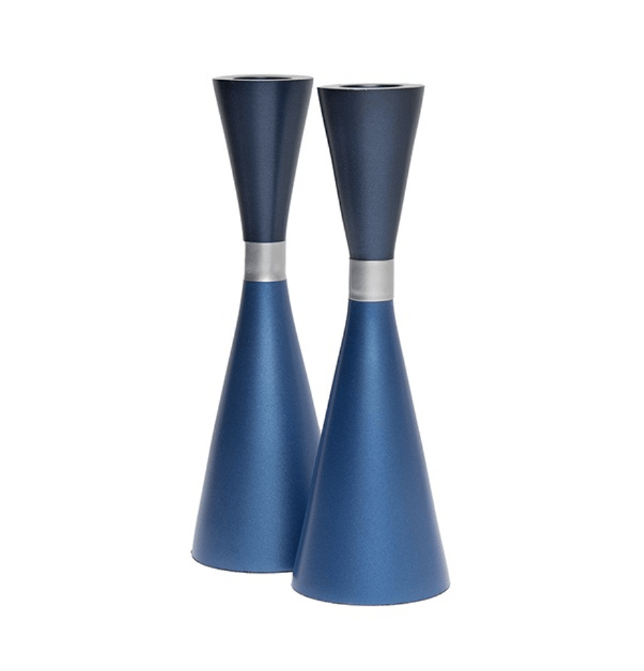 Yair Emanuel - Blue and Silver Anodized Aluminum Candlesticks by Yair Emanuel - ModernTribe
