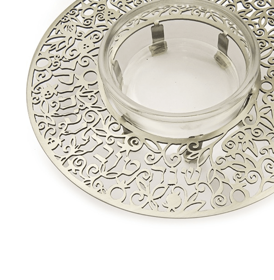 Yair Emanuel - Glass and Metal Cutout Honey Dish by Yair Emanuel - Silver - ModernTribe