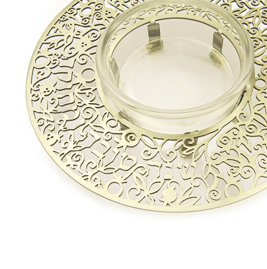 Yair Emanuel - Glass and Metal Cutout Honey Dish by Yair Emanuel - Brass - ModernTribe