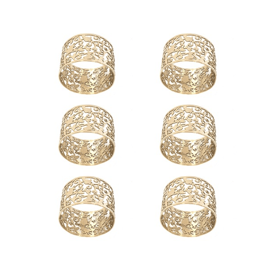 Yair Emanuel - Pomegranate Napkin Rings by Yair Emanuel - Set of 6, Brass - ModernTribe