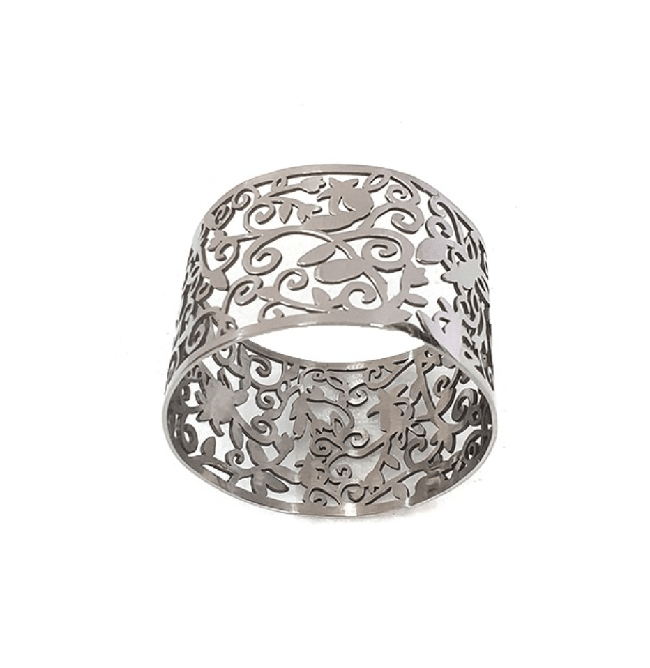 Yair Emanuel - Pomegranate Napkin Rings by Yair Emanuel - Set of 6, Silver - ModernTribe