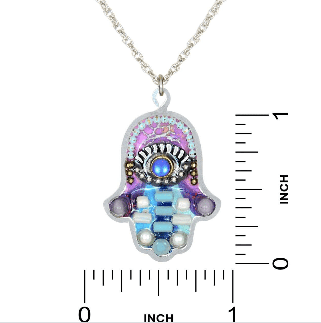 Seeka - Seeka Blue and Purple Hamsa Necklace - ModernTribe
