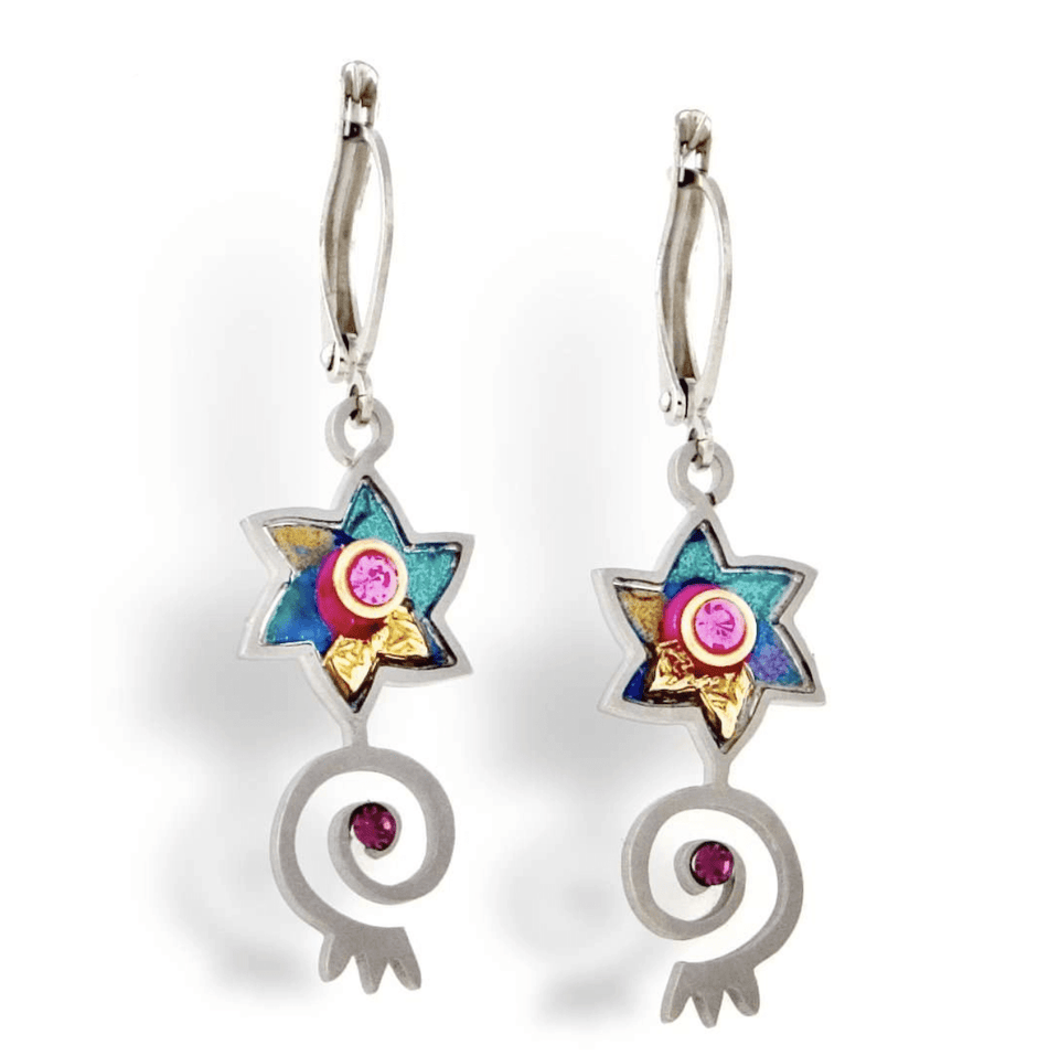 Seeka - Seeka Star of David and Pomegranate Earrings - ModernTribe