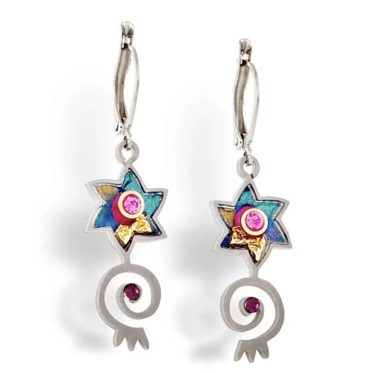 Seeka Star of David and Pomegranate Earrings